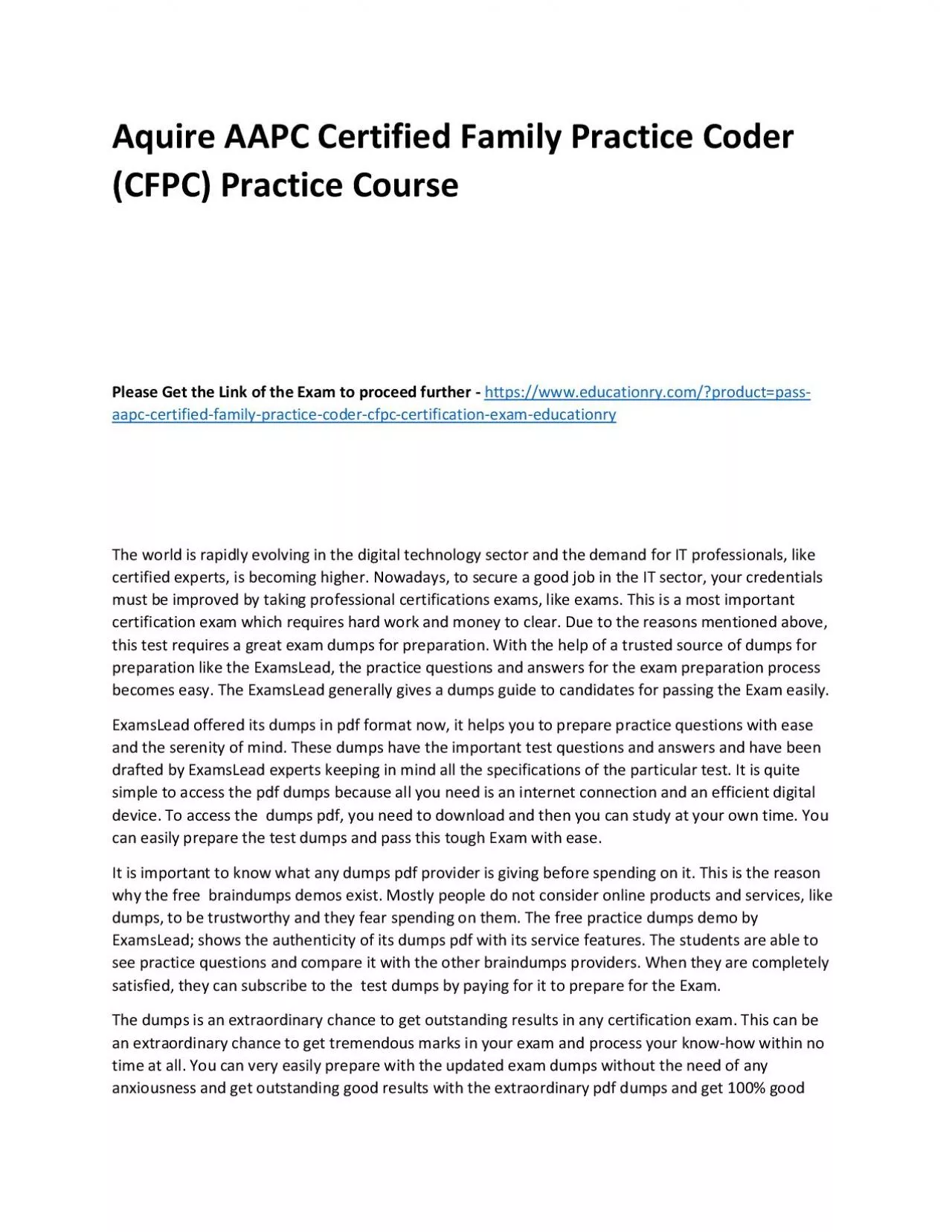 PDF-AAPC Certified Family Practice Coder (CFPC)