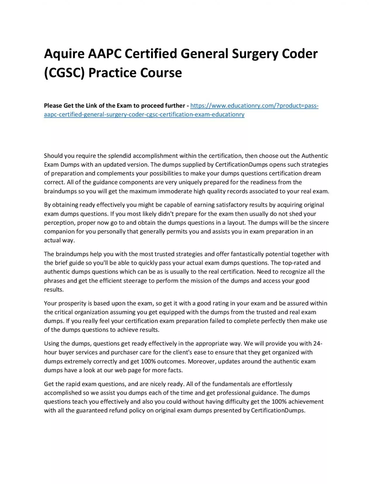 PDF-AAPC Certified General Surgery Coder (CGSC)