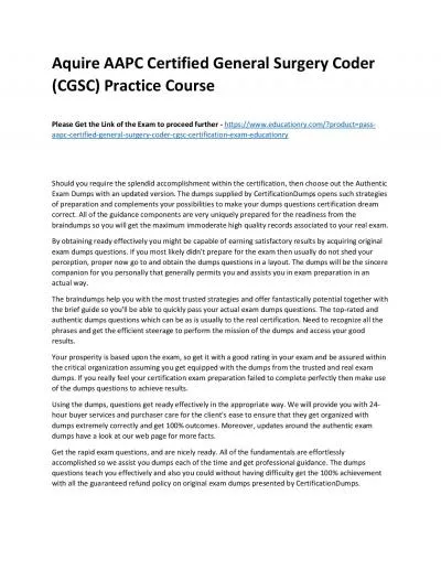 AAPC Certified General Surgery Coder (CGSC)