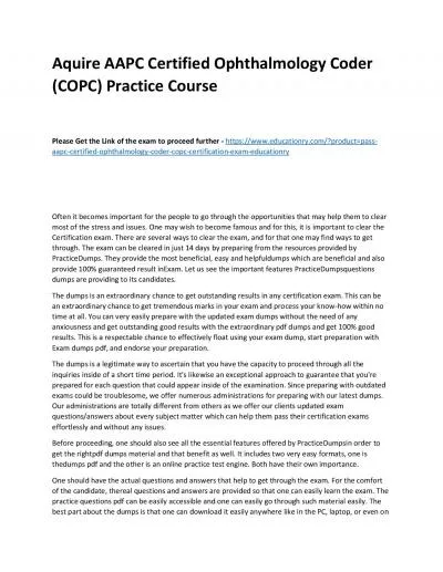 AAPC Certified Ophthalmology Coder (COPC)