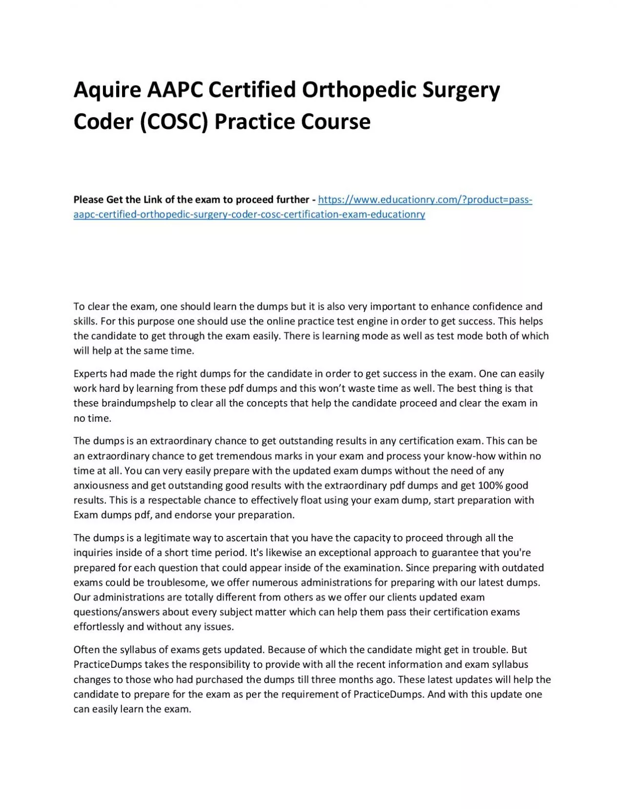 PDF-AAPC Certified Orthopedic Surgery Coder (COSC)