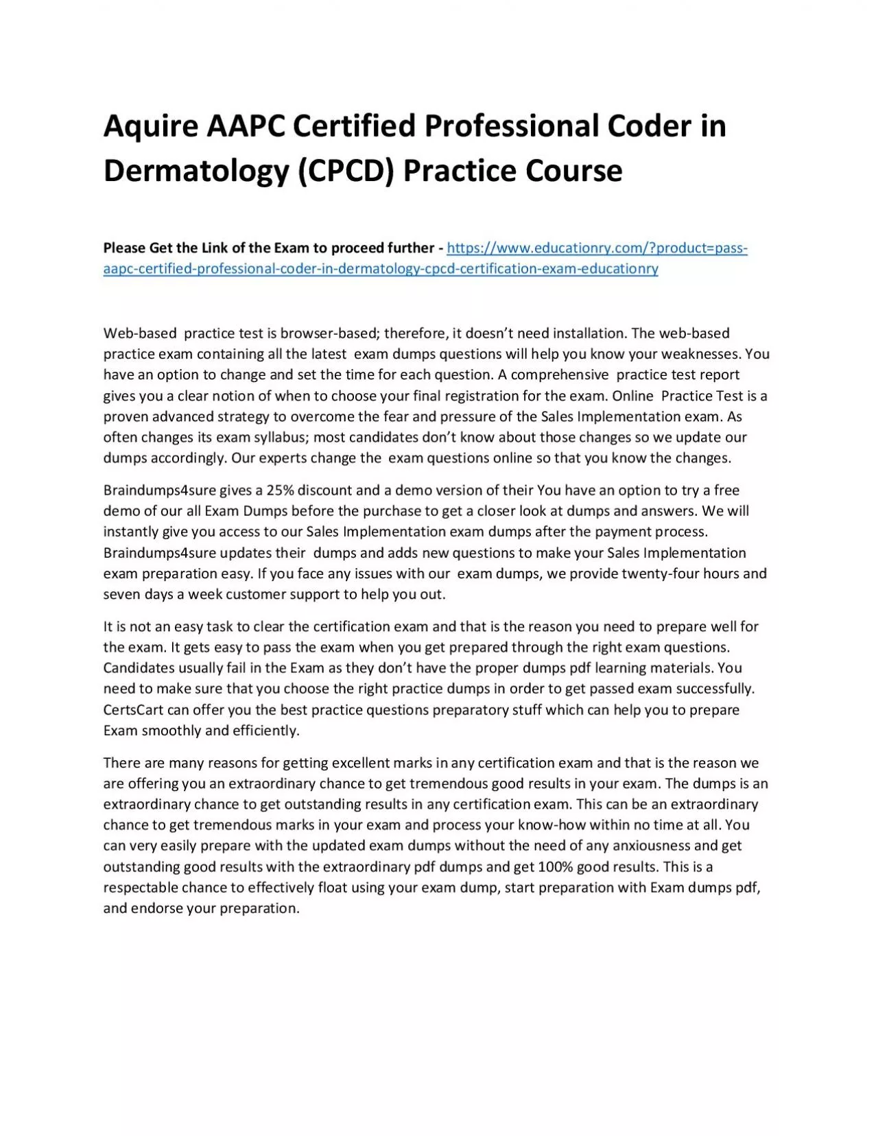 PDF-AAPC Certified Professional Coder in Dermatology (CPCD)