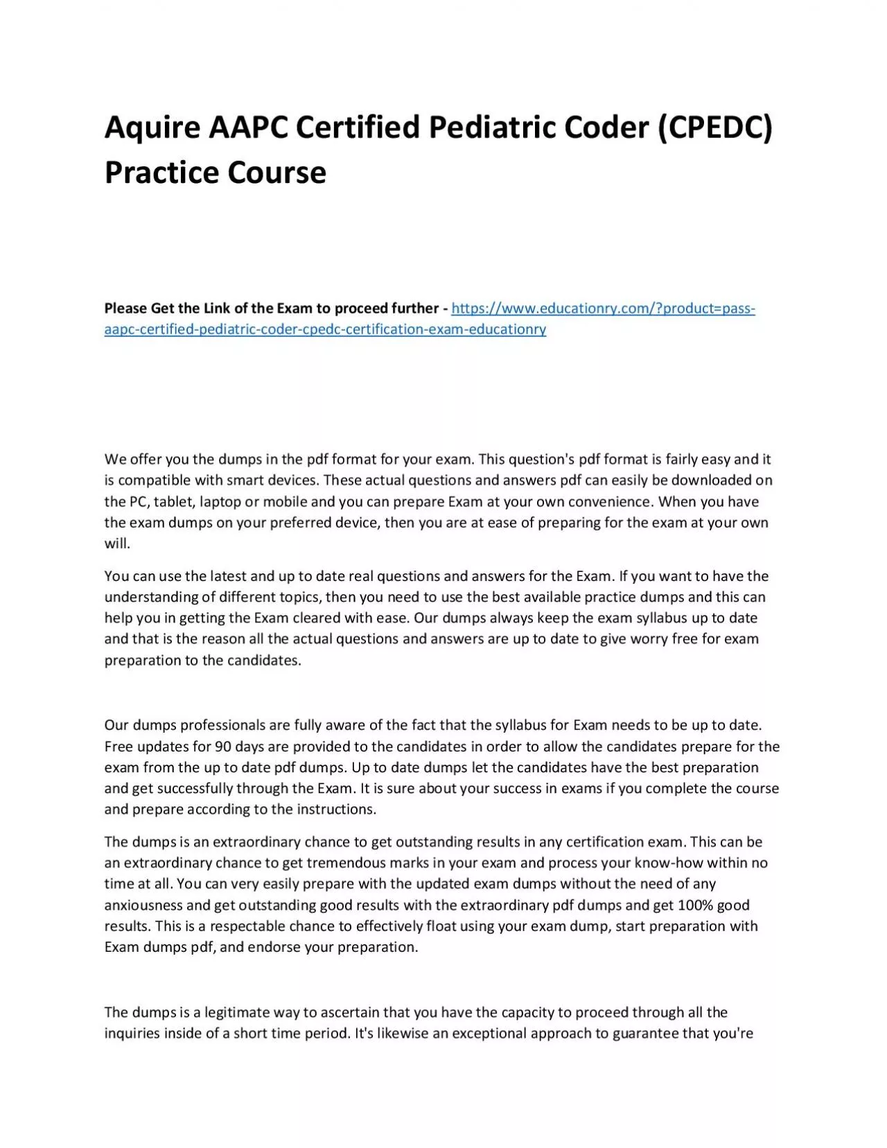 PDF-AAPC Certified Pediatric Coder (CPEDC)