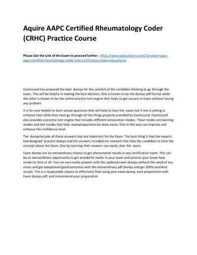 AAPC Certified Rheumatology Coder (CRHC)