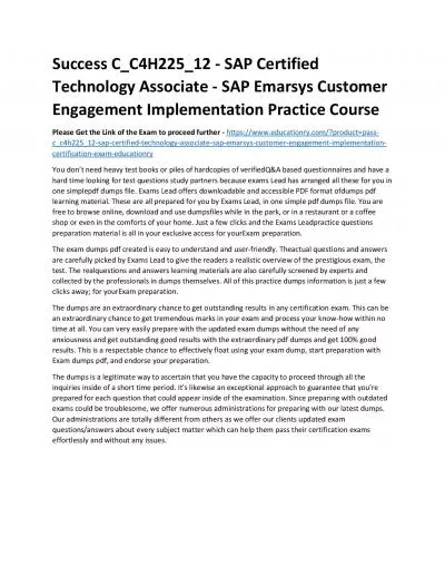 C_C4H225_12 - SAP Certified Technology Associate - SAP Emarsys Customer Engagement Implementation