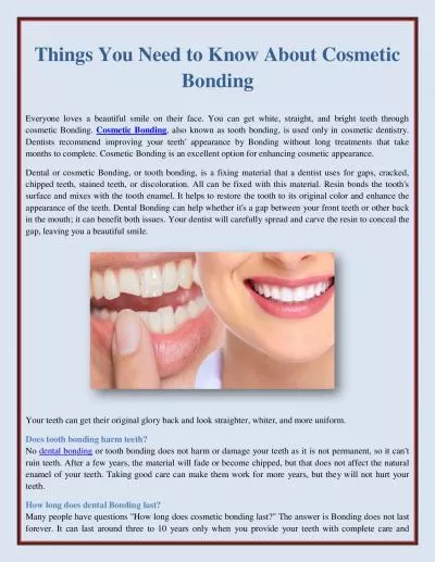 Things You Need to Know About Cosmetic Bonding