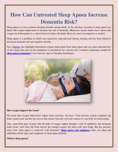 How Can Untreated Sleep Apnea Increase Dementia Risk?