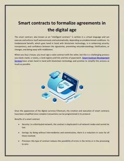 Smart contracts to formalize agreements in the digital age