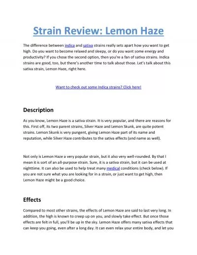 Strain Review: Lemon Haze