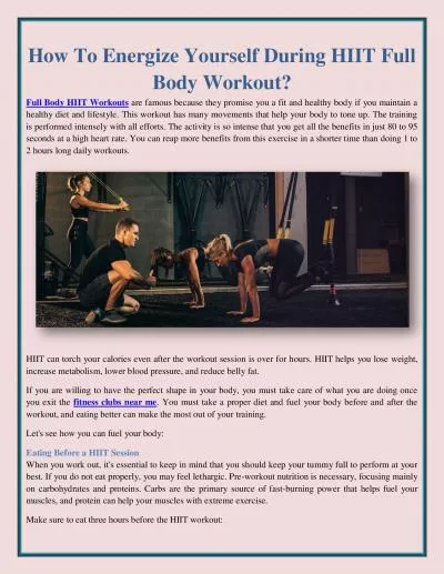 How To Energize Yourself During HIIT Full Body Workout?