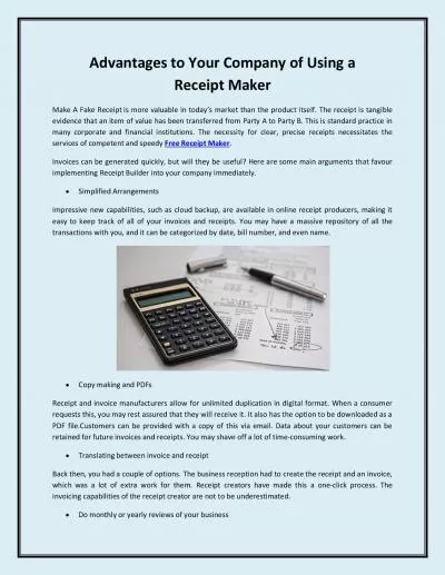 Advantages to Your Company of Using a Receipt Maker