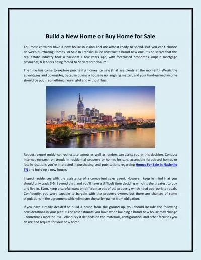 Build a New Home or Buy Home for Sale