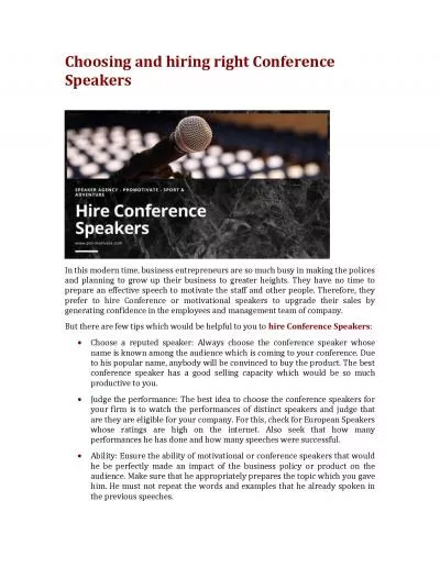 Choosing and hiring right Conference Speakers