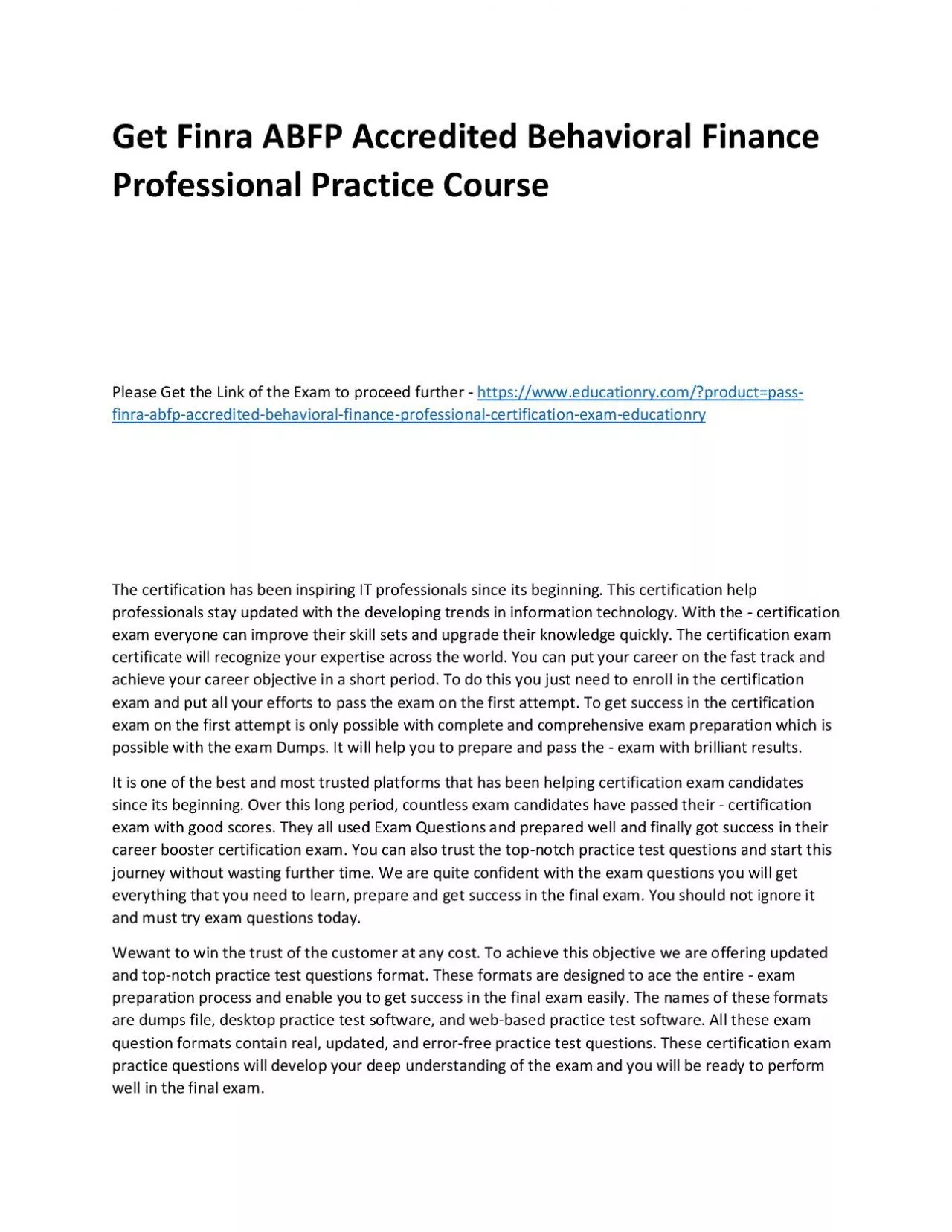 PDF-Finra ABFP Accredited Behavioral Finance Professional