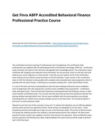 Finra ABFP Accredited Behavioral Finance Professional