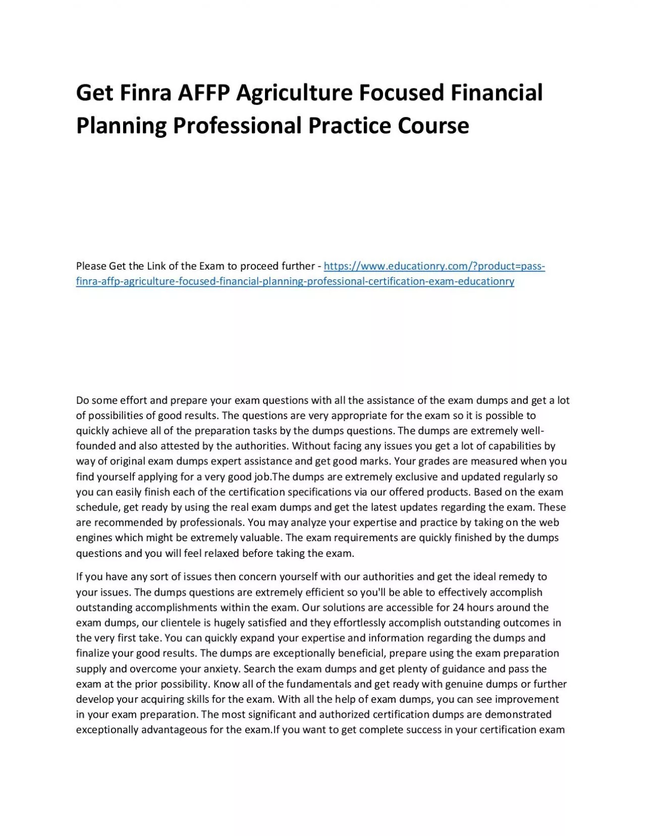 PDF-Finra AFFP Agriculture Focused Financial Planning Professional