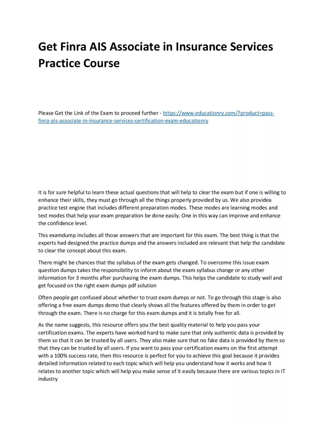 PDF-Finra AIS Associate in Insurance Services