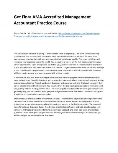 Finra AMA Accredited Management Accountant