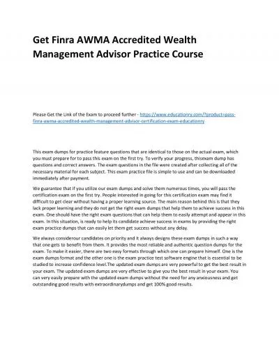 Finra AWMA Accredited Wealth Management Advisor