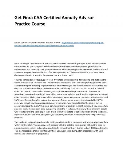 Finra CAA Certified Annuity Advisor