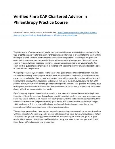 Finra CAP Chartered Advisor in Philanthropy