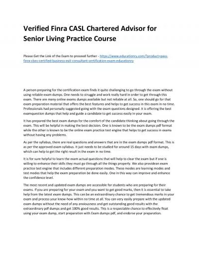 Finra CASL Chartered Advisor for Senior Living