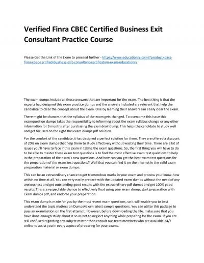 Finra CBEC Certified Business Exit Consultant