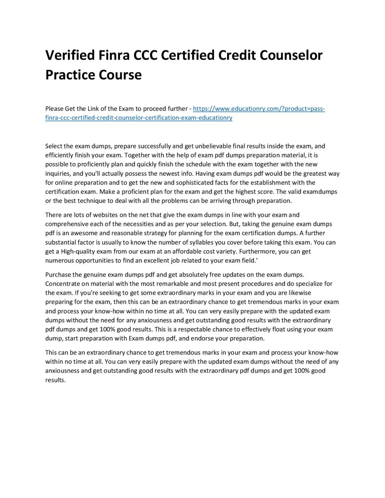 PDF-Finra CCC Certified Credit Counselor