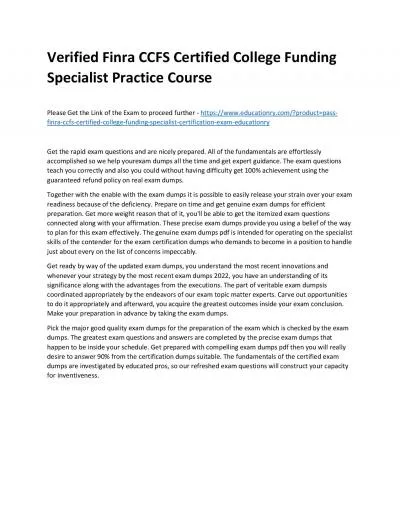 Finra CCFS Certified College Funding Specialist