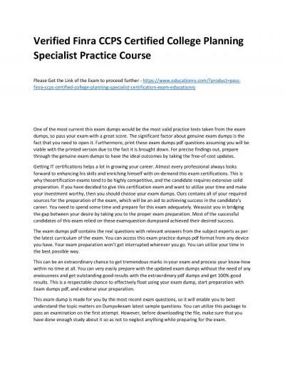 Finra CCPS Certified College Planning Specialist