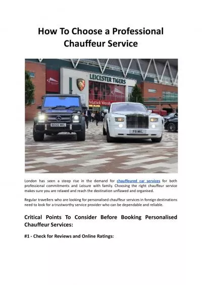 How To Choose The Professional Chauffeur Service - MKL Chauffeurs