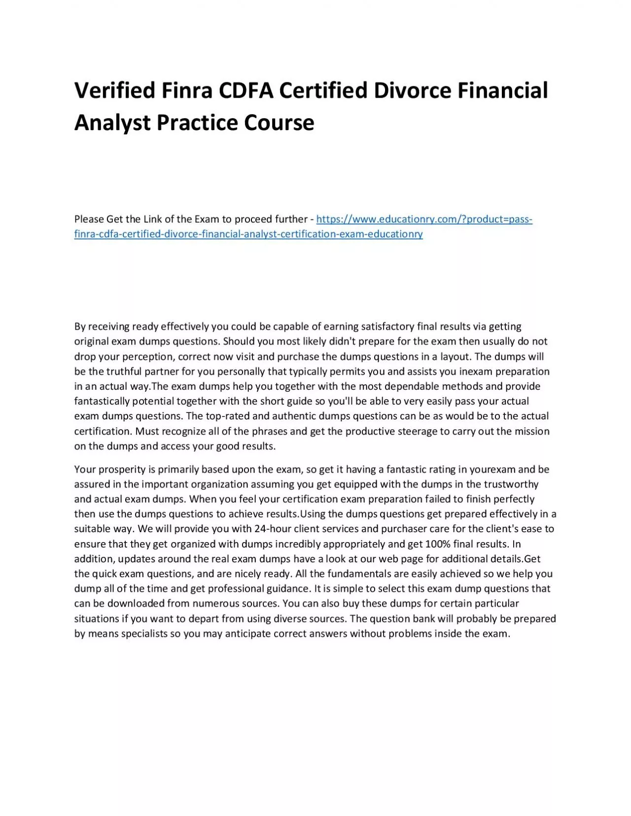 PDF-Finra CDFA Certified Divorce Financial Analyst