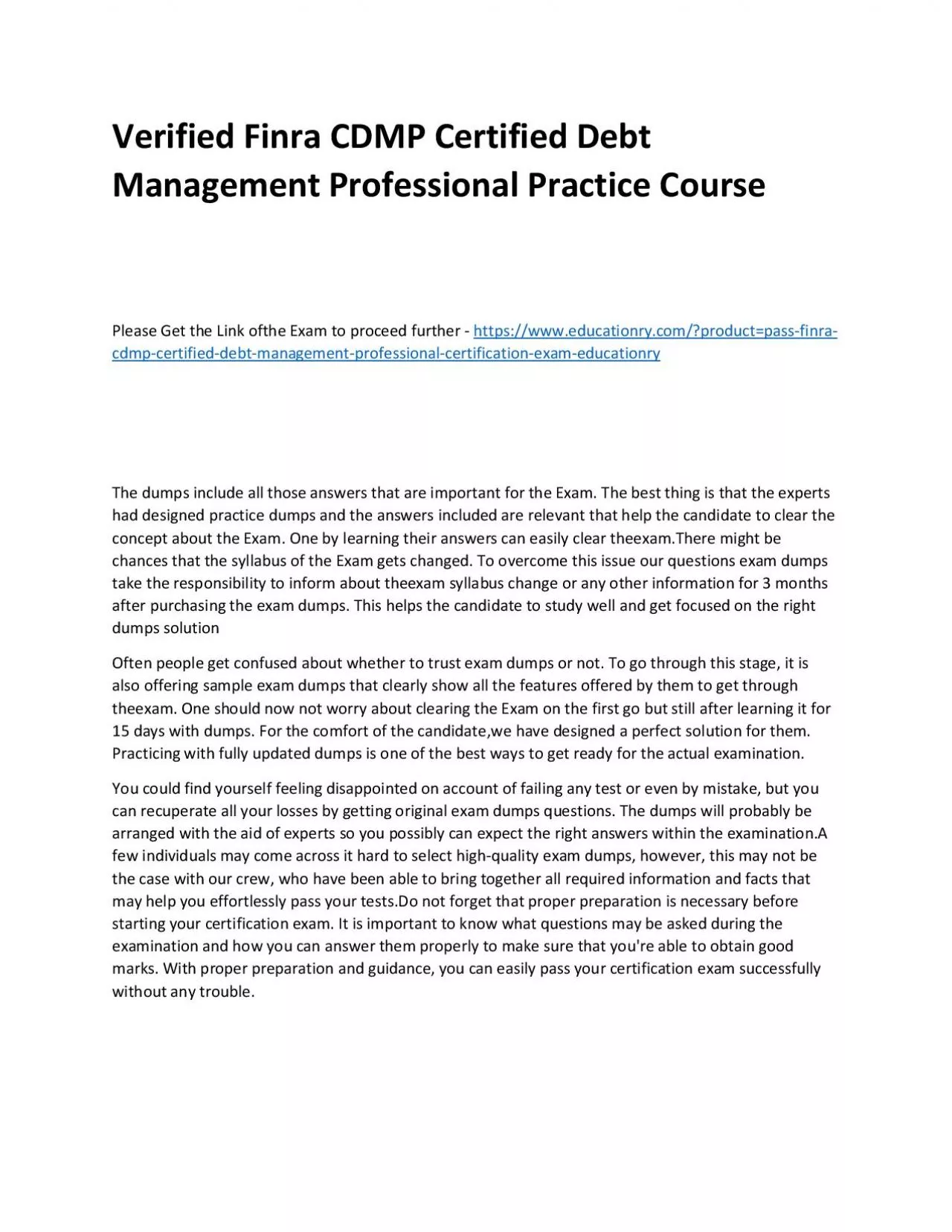 PDF-Finra CDMP Certified Debt Management Professional