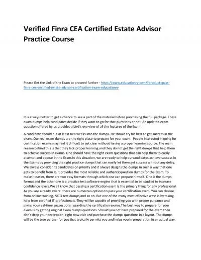 Finra CEA Certified Estate Advisor