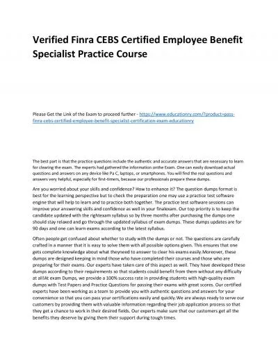 Finra CEBS Certified Employee Benefit Specialist