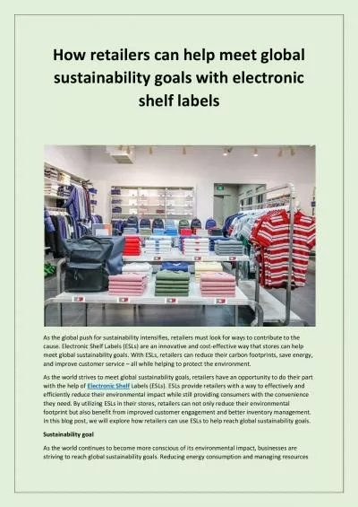 How retailers can help meet global sustainability goals with electronic shelf labels