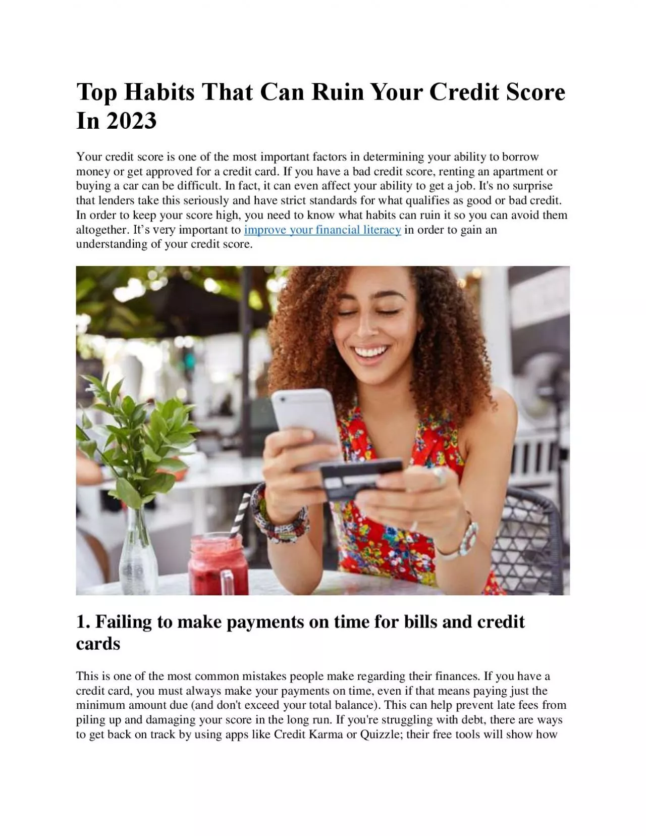 PDF-Top Habits That Can Ruin Your Credit Score In 2023