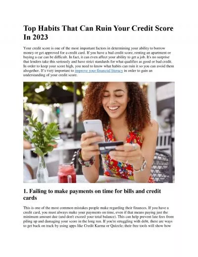 Top Habits That Can Ruin Your Credit Score In 2023