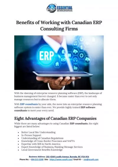 Benefits of Working with Canadian ERP Consulting Firms