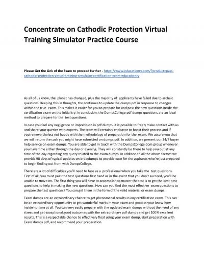 Cathodic Protection Virtual Training Simulator