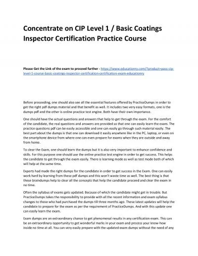 CIP Level 1 Course / Basic Coatings Inspector Certification