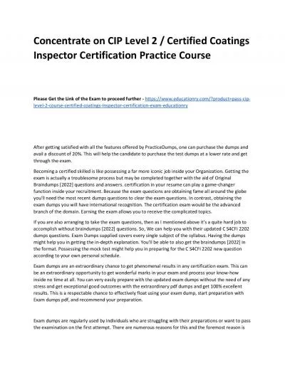 CIP Level 2 Course / Certified Coatings Inspector Certification