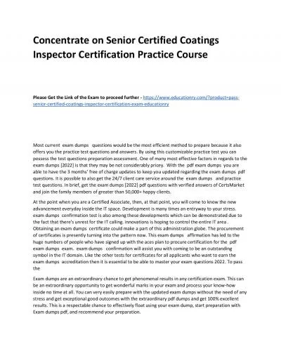 Senior Certified Coatings Inspector Certification