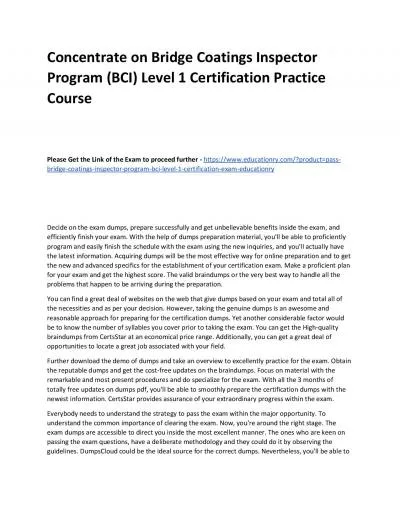 Bridge Coatings Inspector Program (BCI) Level 1 Certification