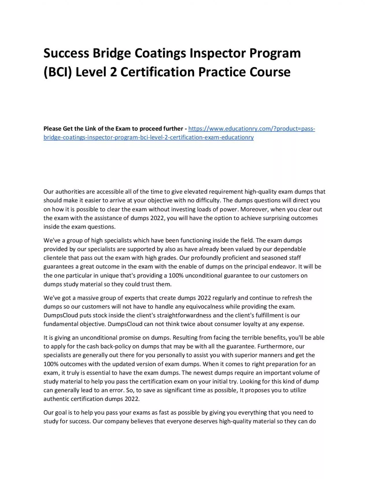 PDF-Bridge Coatings Inspector Program (BCI) Level 2 Certification