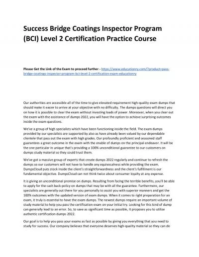 Bridge Coatings Inspector Program (BCI) Level 2 Certification