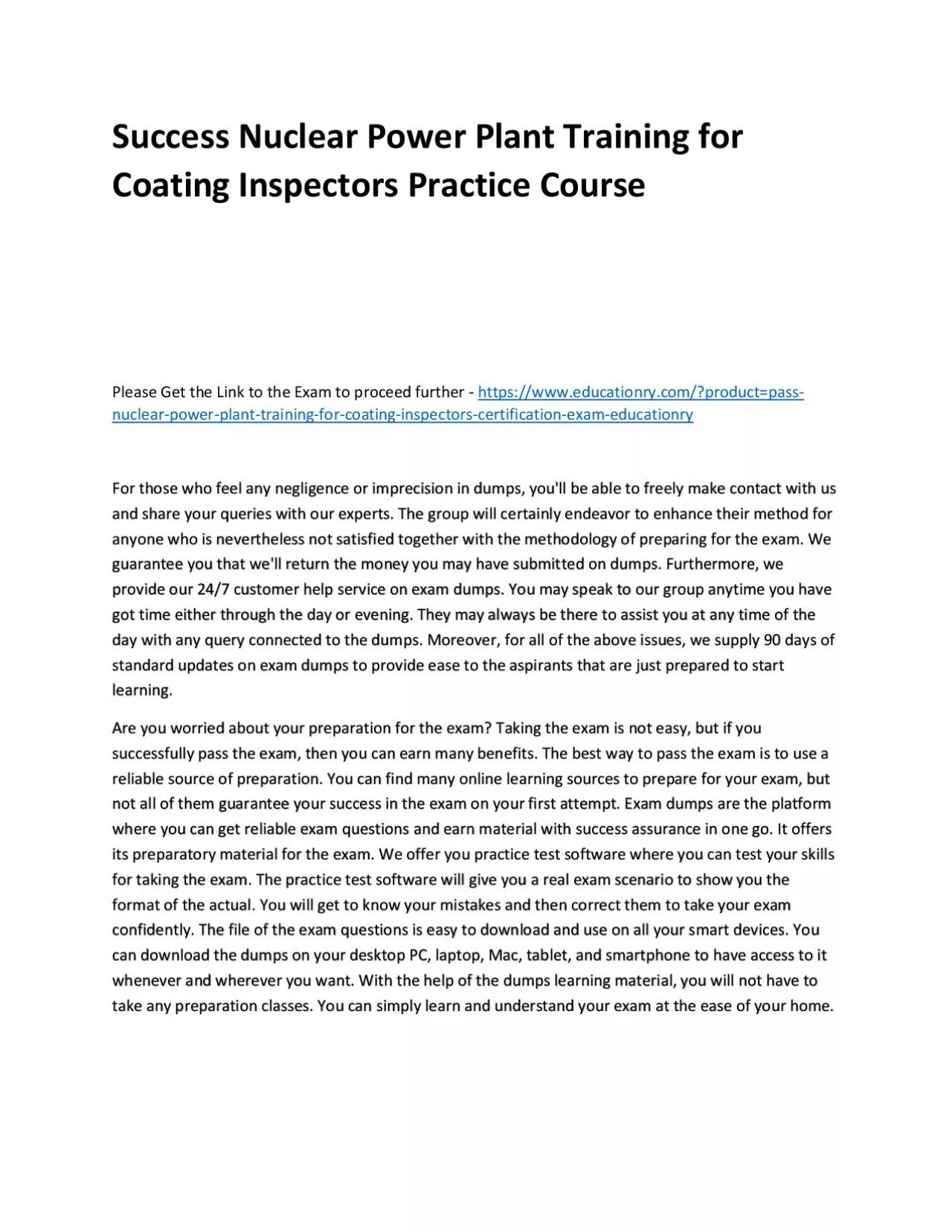 PDF-Nuclear Power Plant Training for Coating Inspectors