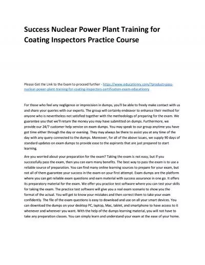 Nuclear Power Plant Training for Coating Inspectors