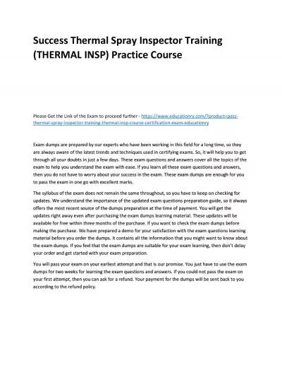 Thermal Spray Inspector Training (THERMAL INSP) Course