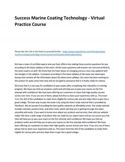 Marine Coating Technology - Virtual Course